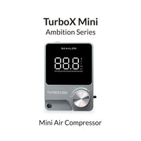 Gaahleri TurboX Mini Ambition Series compact airbrush compressor front view with digital display and rotary dial
