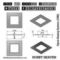 Square to Square Bases Size Converters 3d Print Full Range