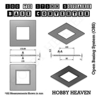 Square to Square Bases Size Converters 3d Print Full Range