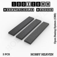 Rectangle Bases Range Sizes - 75x30mm to 125x40mm Medium Sizes 3d Print Full Range Tabletop Games