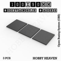 Rectangle Bases Range Sizes - 75x30mm to 125x40mm Medium Sizes 3d Print Full Range Tabletop Games