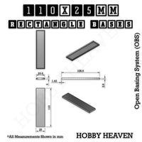Rectangle Bases Range Sizes - 75x30mm to 125x40mm Medium Sizes 3d Print Full Range Tabletop Games