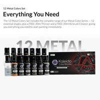 Kaleido RapidAir Metallic Airbrush Paint Set – 12 Colours Pre-Thinned