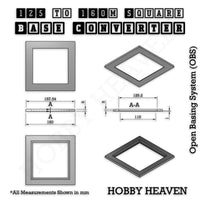 Square to Square Bases Size Converters 3d Print Full Range