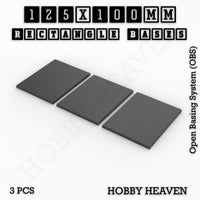 Rectangle Bases Range Sizes - 125x50mm to 200x175mm Large Sizes 3d Print Full Range Tabletop Games