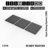 Rectangle Bases Range Sizes - 125x50mm to 200x175mm Large Sizes 3d Print Full Range Tabletop Games