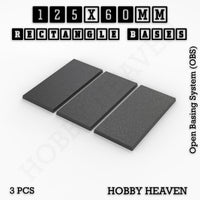 Rectangle Bases Range Sizes - 125x50mm to 200x175mm Large Sizes 3d Print Full Range Tabletop Games