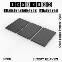 Rectangle Bases Range Sizes - 125x50mm to 200x175mm Large Sizes 3d Print Full Range Tabletop Games