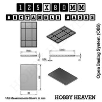 Rectangle Bases Range Sizes - 125x50mm to 200x175mm Large Sizes 3d Print Full Range Tabletop Games