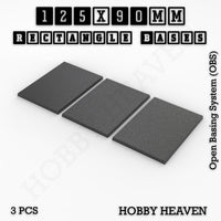 Rectangle Bases Range Sizes - 125x50mm to 200x175mm Large Sizes 3d Print Full Range Tabletop Games