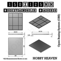 Rectangle Bases Range Sizes - 125x50mm to 200x175mm Large Sizes 3d Print Full Range Tabletop Games
