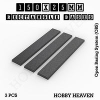 Rectangle Bases Range Sizes - 125x50mm to 200x175mm Large Sizes 3d Print Full Range Tabletop Games