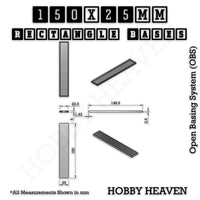Rectangle Bases Range Sizes - 125x50mm to 200x175mm Large Sizes 3d Print Full Range Tabletop Games