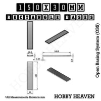 Rectangle Bases Range Sizes - 125x50mm to 200x175mm Large Sizes 3d Print Full Range Tabletop Games