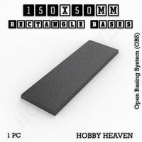 Rectangle Bases Range Sizes - 125x50mm to 200x175mm Large Sizes 3d Print Full Range Tabletop Games