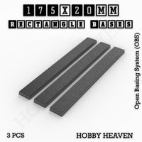 Rectangle Bases Range Sizes - 125x50mm to 200x175mm Large Sizes 3d Print Full Range Tabletop Games