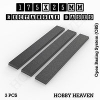 Rectangle Bases Range Sizes - 125x50mm to 200x175mm Large Sizes 3d Print Full Range Tabletop Games