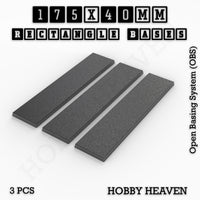 Rectangle Bases Range Sizes - 125x50mm to 200x175mm Large Sizes 3d Print Full Range Tabletop Games
