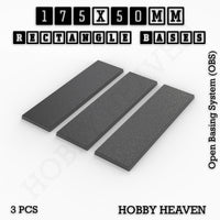 Rectangle Bases Range Sizes - 125x50mm to 200x175mm Large Sizes 3d Print Full Range Tabletop Games