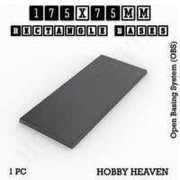 Rectangle Bases Range Sizes - 125x50mm to 200x175mm Large Sizes 3d Print Full Range Tabletop Games