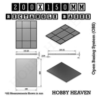Rectangle Bases Range Sizes - 125x50mm to 200x175mm Large Sizes 3d Print Full Range Tabletop Games