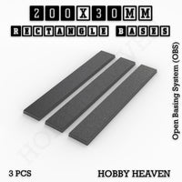 Rectangle Bases Range Sizes - 125x50mm to 200x175mm Large Sizes 3d Print Full Range Tabletop Games