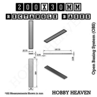 Rectangle Bases Range Sizes - 125x50mm to 200x175mm Large Sizes 3d Print Full Range Tabletop Games
