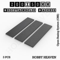 Rectangle Bases Range Sizes - 125x50mm to 200x175mm Large Sizes 3d Print Full Range Tabletop Games