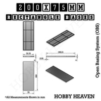 Rectangle Bases Range Sizes - 125x50mm to 200x175mm Large Sizes 3d Print Full Range Tabletop Games