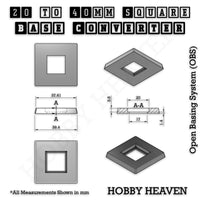 Square to Square Bases Size Converters 3d Print Full Range