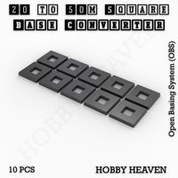 Square to Square Bases Size Converters 3d Print Full Range
