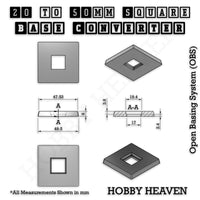 Square to Square Bases Size Converters 3d Print Full Range