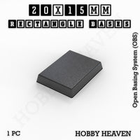Rectangle Bases Range Sizes - 20x15mm to 75x25mm Small Sizes 3d Print Full Range Tabletop Games