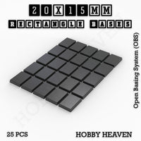 Rectangle Bases Range Sizes - 20x15mm to 75x25mm Small Sizes 3d Print Full Range Tabletop Games