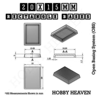 Rectangle Bases Range Sizes - 20x15mm to 75x25mm Small Sizes 3d Print Full Range Tabletop Games