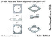 25mm Round to 25mm Square Bases Converters 3d Print