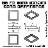 Square to Square Bases Size Converters 3d Print Full Range