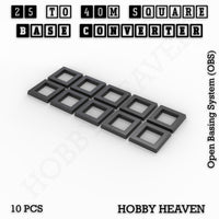 Square to Square Bases Size Converters 3d Print Full Range