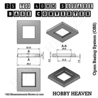 Square to Square Bases Size Converters 3d Print Full Range