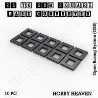 Square to Square Bases Size Converters 3d Print Full Range