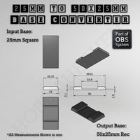 Square to Rectangle Bases Size Converters 3d Print Full Range