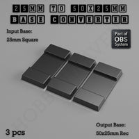 Square to Rectangle Bases Size Converters 3d Print Full Range