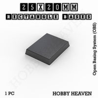 Rectangle Bases Range Sizes - 20x15mm to 75x25mm Small Sizes 3d Print Full Range Tabletop Games