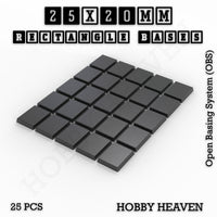 Rectangle Bases Range Sizes - 20x15mm to 75x25mm Small Sizes 3d Print Full Range Tabletop Games