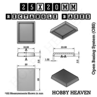 Rectangle Bases Range Sizes - 20x15mm to 75x25mm Small Sizes 3d Print Full Range Tabletop Games