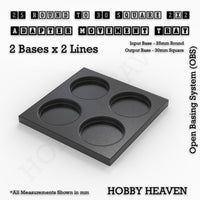 Round to Square Movement Trays Adapters for Tabletop Games
