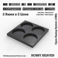 Round to Square Movement Trays Adapters for Tabletop Games