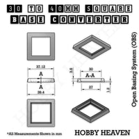 Square to Square Bases Size Converters 3d Print Full Range