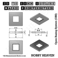 Square to Square Bases Size Converters 3d Print Full Range