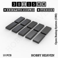 Rectangle Bases Range Sizes - 20x15mm to 75x25mm Small Sizes 3d Print Full Range Tabletop Games